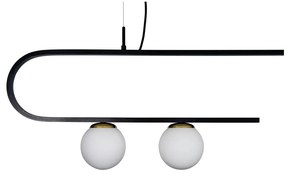 Pendente Dama 150X30Cm 5Xg9 / Cabos Kevlar Cristal / Metal E Globo Ø12... (AZO-F / CB-V - Azul Oceano Fosco / Cobre Brilho Escovado, FOSCO)