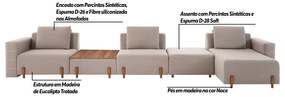 Sofá Decorativo Pierre 5 Módulos Linho Bege/Noce G66 - Gran Belo