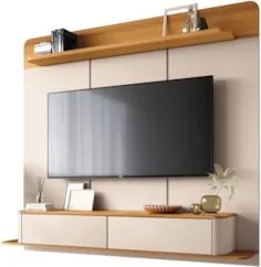 Painel TV 70 Pol 180cm Bancada Suspensa Gava H01 Off/Cinamomo - Mpozen