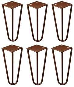Kit 6 Pés de Metal 15 CM Hairpin Legs Mesas de Centro Puffs Bronze G41
