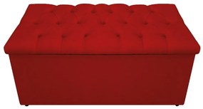 Recamier Baú Estofada Mel 90 cm Solteiro Com Capitonê  Suede Vermelho - ADJ Decor