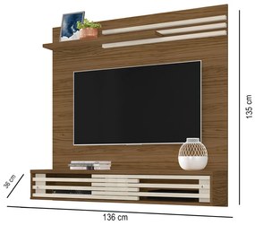 Painel TV 55 Pol 136cm Bancada Suspensa para Sala Briven M20 - D'Rossi - Naturale e Off White