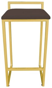 Banqueta Alta Lavínia Suede Marrom Base Dourado D'Rossi