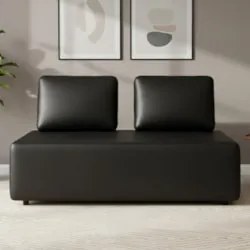 Sofá 2 Lugares 148cm Sala de Estar Rovier Sintético Preto Z32 - Mpozen