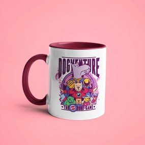 Caneca Dogventure Vingadores Dog Bone Game Geek Nerd Branca com Alça Vinho