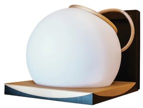 Arandela Slide 20X20X25Cm Alumínio E Globo Ø20Cm 1Xe27 Por Waldir Juni... (BT / CB-P - Branco Texturizado / Cobre Brilho Polido Verniz)