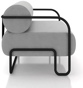 Poltrona Sala de Estar Industrial Preto Ameli Veludo K01 - D'Rossi - Cinza