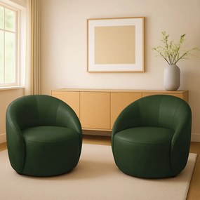Poltrona Decorativa Orgânica Kit 2 Lua Sintético PU D03 - D'Rossi - Verde