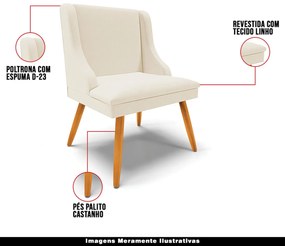Kit 2 Cadeiras Decorativas Sala de Jantar Pés Palito de Madeira Firenze Linho Bege/Natural G19 - Gran Belo
