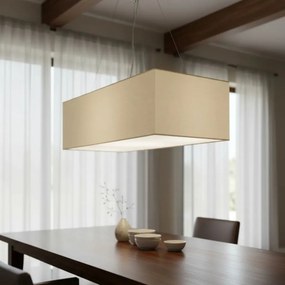 Lustre Pendente Retangular Md-4372 Cúpula em Tecido 60x40cm Bege