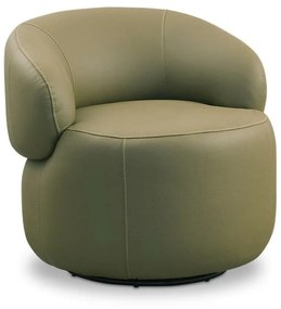 Poltrona Giratória Callen Couro Natural Estrutura Madeira de Lei Eucalipto Design Artesanal