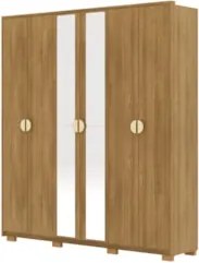 Guarda Roupa Casal 203cm Com Espelho Leo Nature V02 - Mpozenato
