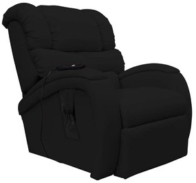 Poltrona do Papai Reclinável Elétrica com Controle Sala de Estar Oasis PU Sintético Preto G23 - Gran Belo