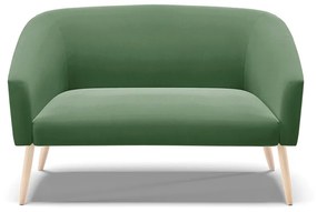 Namoradeira 02 Lugares Stella Suede Verde Pés Palito Natural - D'Rossi