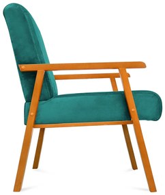 Poltrona Decorativa Alexa Braça de Madeira Suede Turquesa - Sheep Estofados