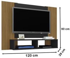 Painel Navi Preto Ripado – Bechara Móveis