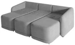 Sofá Cama Casal para Sala 246cm Polska Z08 Veludo Cinza - Mpozenato