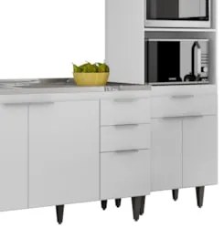 Armário de Cozinha CP02 Com Pia 180cm Pérola Z34 Branco     - Mpozenat