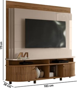 Estante de TV 65 Pol 183cm Sala de Estar Fayron Fendi/Naturale M20 - D'Rossi