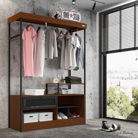 Closet Guarda Roupa Iron 1 Gaveta Imbuia/Preto - Vizzato - Marrom