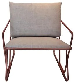 Poltrona Industrial Vaz Assento Estofado Cinza com Base Aco cor Cobre - 46207 Sun House