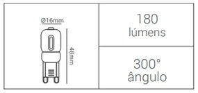 Lâmpada Halopin G9 Led 2W 180Lm 3000K 300° 127V | Opus Lp 39886