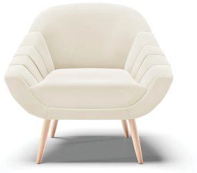Kit 02 Poltronas Giovana Veludo Bege Pés Palito Natural - D'Rossi