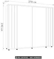 Guarda Roupa Casal 278cm Com 2 Portas Mya Cinamomo Z10      - Mpozenat