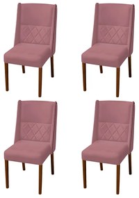Kit 4 Cadeiras de Jantar Lecce Veludo Rose