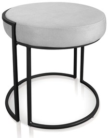 Puff Redondo Base Industrial Preto Love Suede D03 - D'Rossi - Cinza
