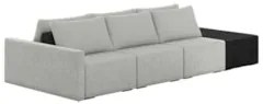 Sofá Ilha Modular Living com Puff 312cm Georgia Z08 Linho Cinza/Preto