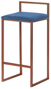 Banqueta Decorativa Selena Base Bronze Suede Azul Marinho G41 - Gran Belo