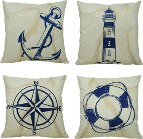 Almofada Marine Tons Amarelo com Azul 45x45cm - AMI-0122 - Somente Capa