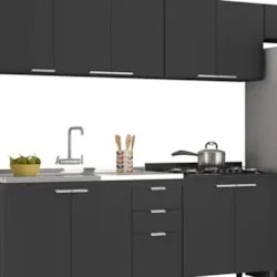 Armário de Cozinha CP06 Com Pia 120cm Pérola Z34 Preto      - Mpozenat