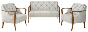 Conjunto Decorativo 2 Poltronas e 1 Namoradeira 2 Lugares Hand Linho Cru G45 - Gran Belo
