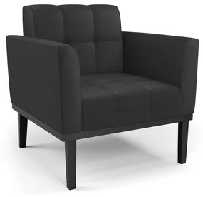 Poltrona Decorativa Karen Pés Fixo em Madeira Preto PU Preto G19 - Gran Belo