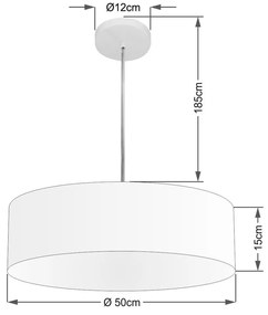 Lustre Pendente Cilíndrico Vivare Md-4217 Cúpula em Tecido 50x15cm - Bivolt