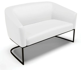 Sofá Namoradeira e Poltrona Base Industrial Preto Stella Sintético D03 - D'Rossi - Branco