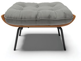 Puff Costela Suede Base Metálica Preto - D'Rossi - Grafite