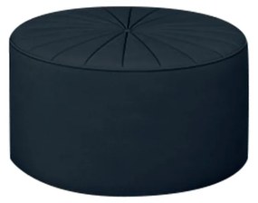 Puff Decorativo Sala De Estar Round Veludo Azul Marinho G45 - Gran Belo