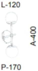 Arandela Com 02 Globinho 17X12X40Cm 2 X G9 Metal E Globo Ø12Cm |Old Ar... (PRETO)