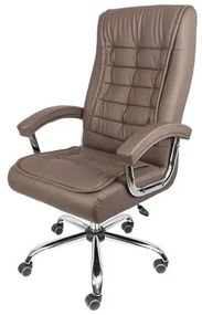 Cadeira Office Luxo em Courino Cafe com Base Rodizio Cromada - 66624 Sun House