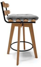 Kit 04 Banquetas Giratória Costela Suede Cinza Base Madeira MA70 - D'Rossi