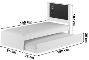 Cama Barcelona Solteiro Com Auxiliar Branco Com Preto – Tebarrot Móveis