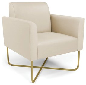 Poltrona Base X Industrial Dourado Marisa Corino D03 - D'Rossi - Bege