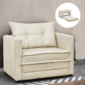 Poltrona Cama Retrátil Solteiro Milenni Veludo B03 - D'Rossi - Bege