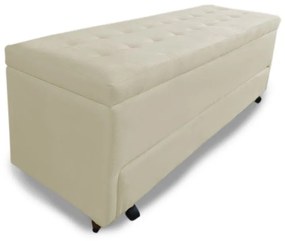 Calçadeira Baú com Sapateira King 193cm Paris Suede Bege - Sheep Estofados - Bege