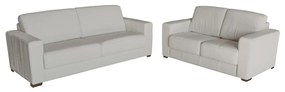 Conjunto de Sofá 2 e 3 Lugares Sala de Estar Estocolmo Couro Off White G03 - Gran Belo