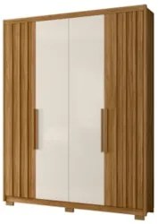 Guarda Roupa Solteiro 176cm Ripado Milão Z17 Freijó/Off White - Mpozen