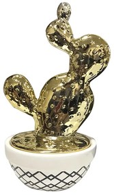 Vaso Pote Decorativo Cerâmica Branco com Dourado 20x10 cm - D'Rossi